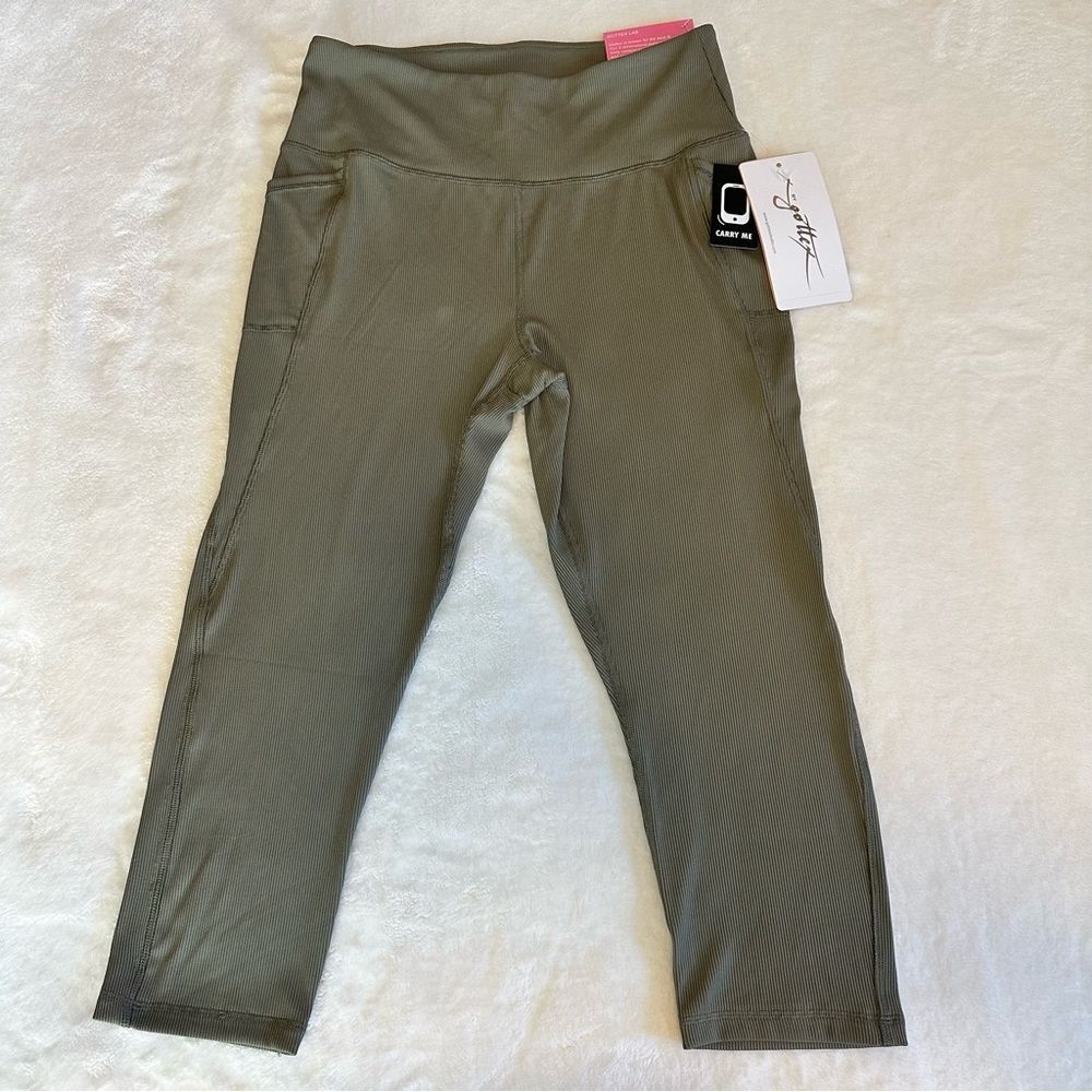 X By Gottex Women Olive Ribbed Tummy Control 4-way Stretch Leggings Sizs L
⁩